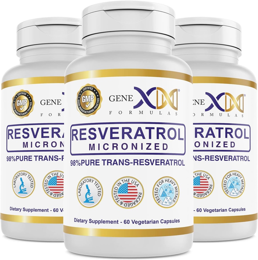 Genex 공식 98% 흡수 (3 팩)를 위한 BioPerine®를 가진 순수한 Trans-Resveratrol, 완전히 안정된 Resveratrol 600mg - 건강한 시효를 위한 180X Trans-Resveratrol 캡슐