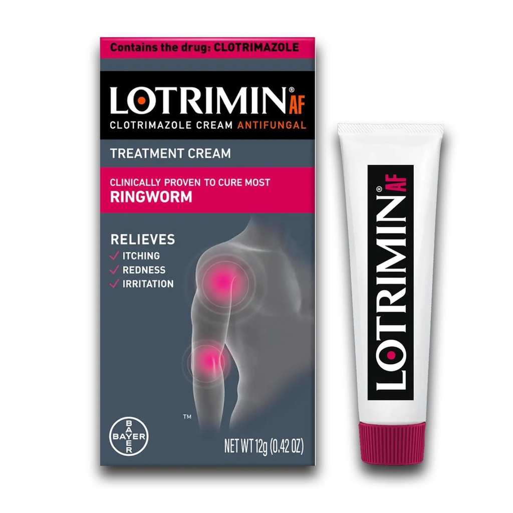 Lotrimin AF 링 웜 크림 Clotrimazole 1 % - 대부분의 링 웜의 임상 적 효과적인 항진 크림 치료, 성인 및 어린이 2 년 이상, .42 Ounce (12 그램)