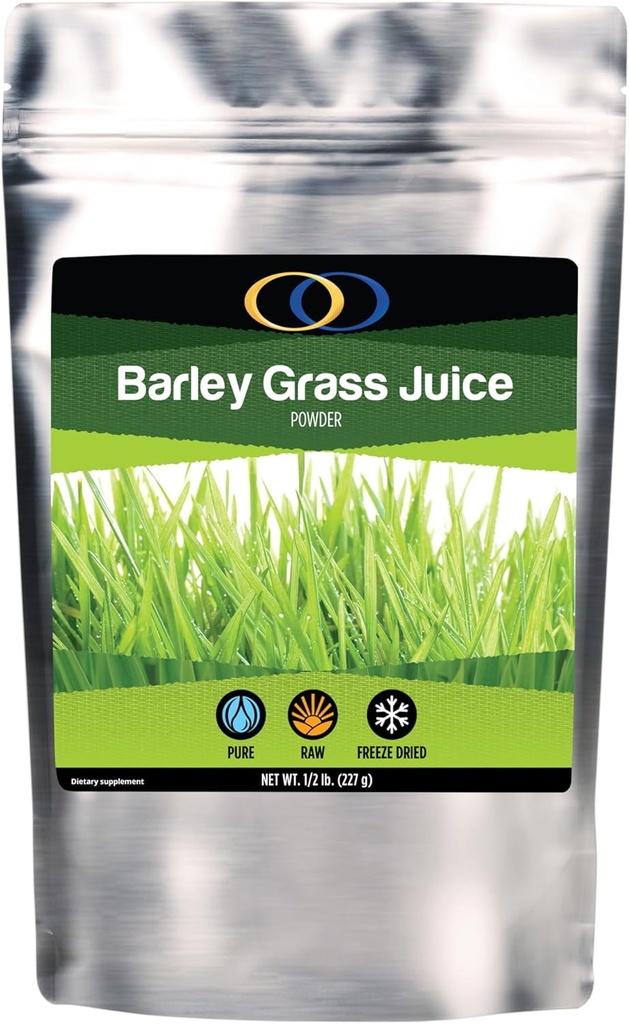 Optimally Organic Barley Grass Juice Powder - 동결 건조 - 1/2 파운드 - 130 서빙 - 미국 Grown - Raw & Bio-Active Supergreens - Vegan Health Supplement for Kids & Adults