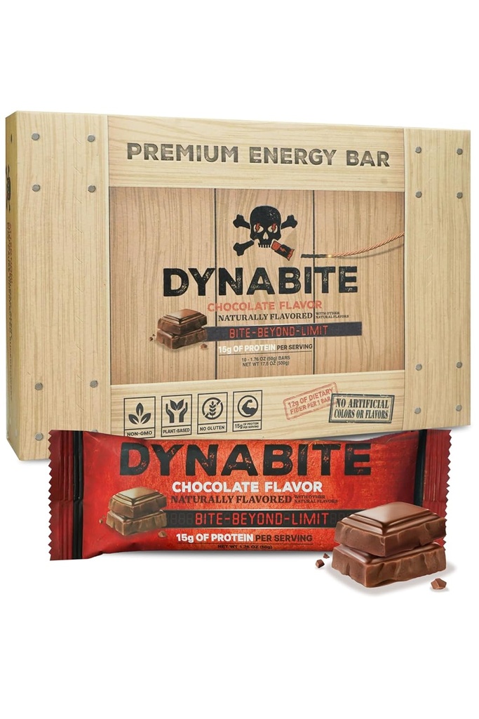 DYNABITE 프리미엄 에너지 바 (10 개, 초콜렛) | 저탄소 단백질 바 w/Plant 기반 재료 | 글루텐 프리 식사 교체 바 | 제설 설탕 단백질 바 | 고단백 스낵 바