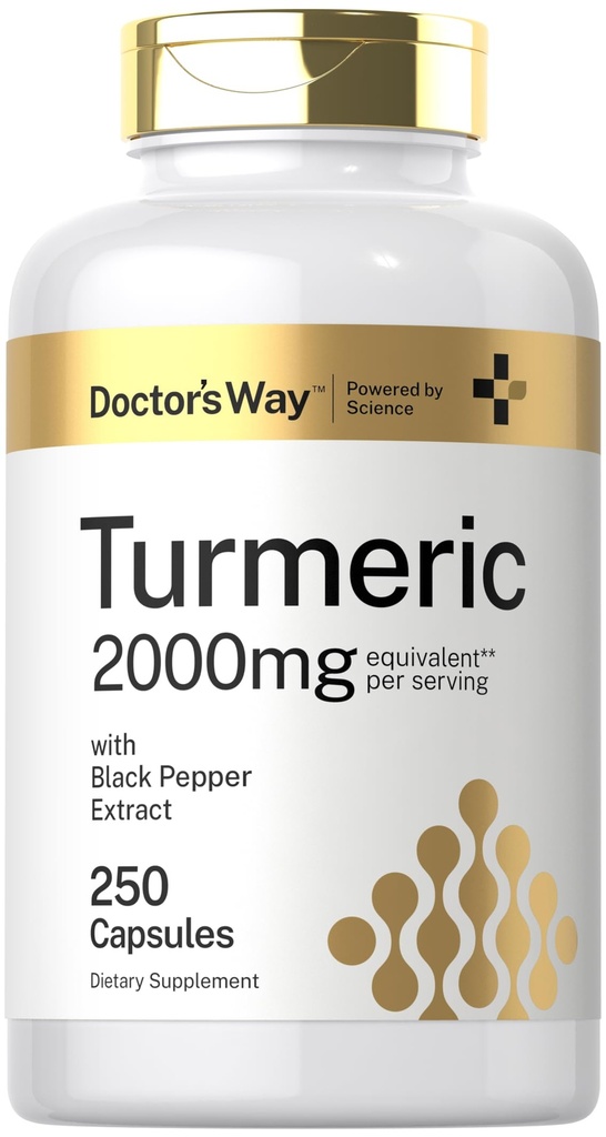 의사의 방법 심황 쿠르쿠민 보충 2000mg | 250 캡슐 | 블랙 페퍼 추출물 | Non-GMO, 글루텐 프리 컴플렉스