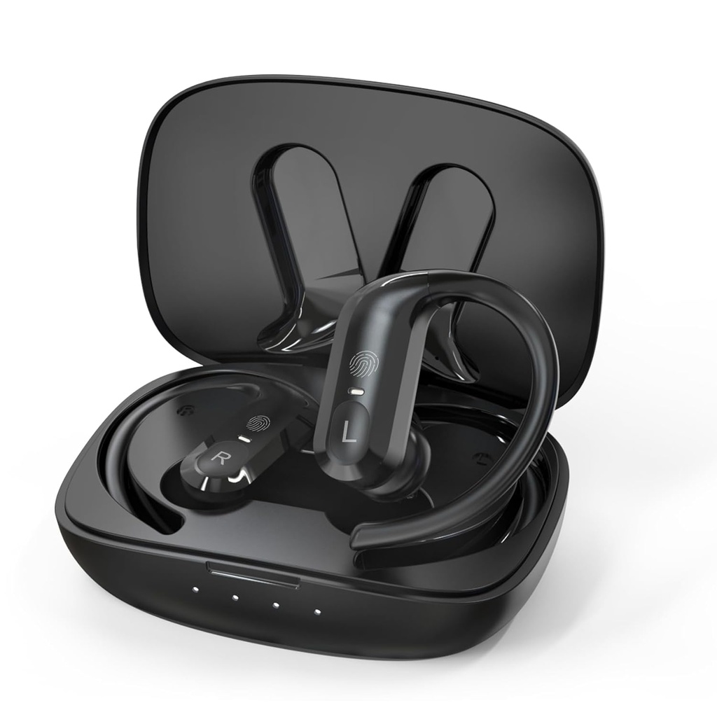 보청기, 노인 및 성인을위한 보청기, 충전 케이스가있는 충전 보청기 Severe Hearing Loss, BTE 보청기, 소음 취소 및 볼륨 5 레벨, 검정