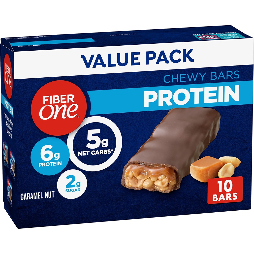섬유 하나 Chewy 단백질 막대기, Caramel 견과, 단백질 식사, 10 ct