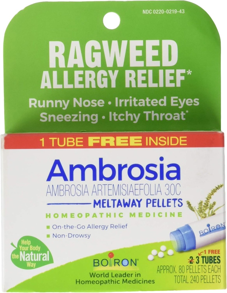 Boiron Ambrosia Ragweed Allergy Relief 30C 보너스 팩, 80 개 (팩 1)