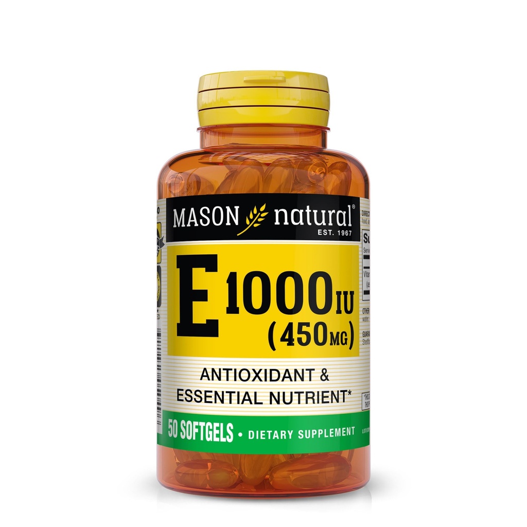 MASON NATURAL 비타민 E 450 mg (1,000 IU) - 산화 방지제 및 정유성, 건강한 면역 체계, 피부 및 눈, 전체적인 몸 보충교재, 50 Softgels