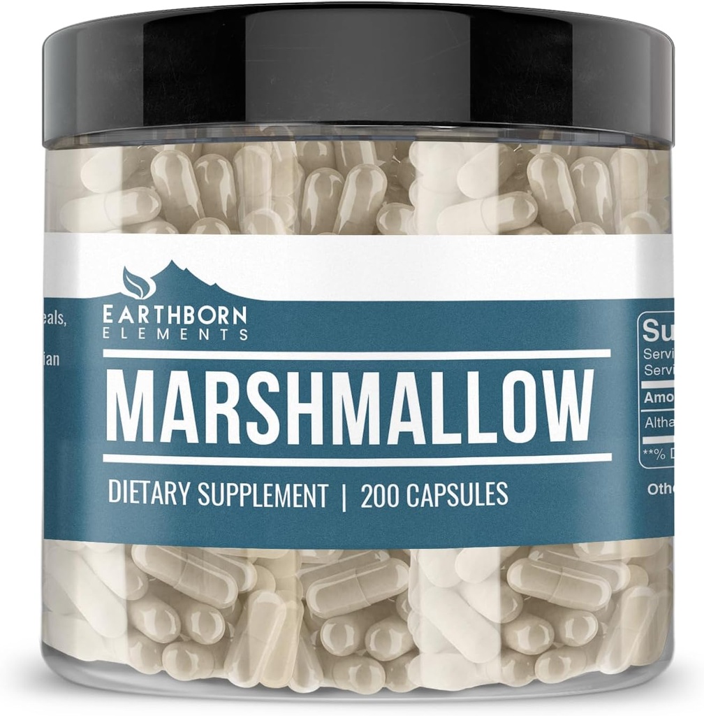 Earthborn 성분 Marshmallow 뿌리 200의 캡슐, 순수한 & Undiluted, 첨가물 없음