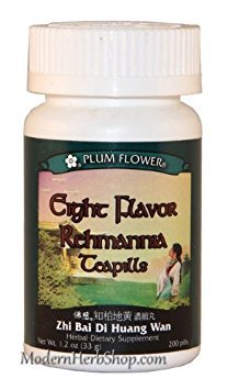 8 맛 Rehmannia (Zhi Bai Di Huang Wan), 200 ct, 매화 꽃