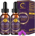(2 팩) 밀크 이틀 액체 드롭 for Liver Cleanse Detox & Repair, Dandelion Root, Artichoke & Turmeric for Liver Support and Immune Health, Vegan, Non-GMO, 4 FL OZ