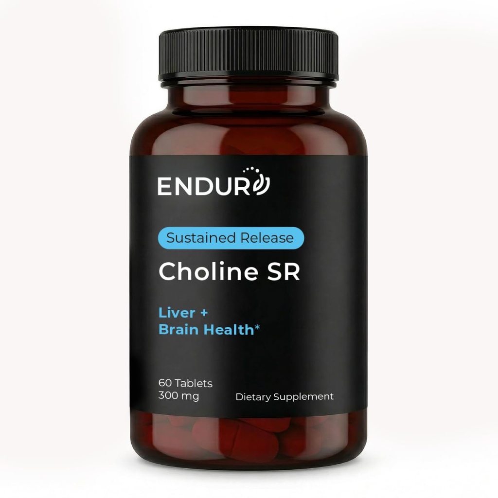 Endur Choline L (+) Bitartrate, 중단된 방출 뇌 & 간호 지원 보충교재, Prenatal 안전한, Vegan, 비 GMO, 글루텐 자유로운, 300mg (60의 정제)