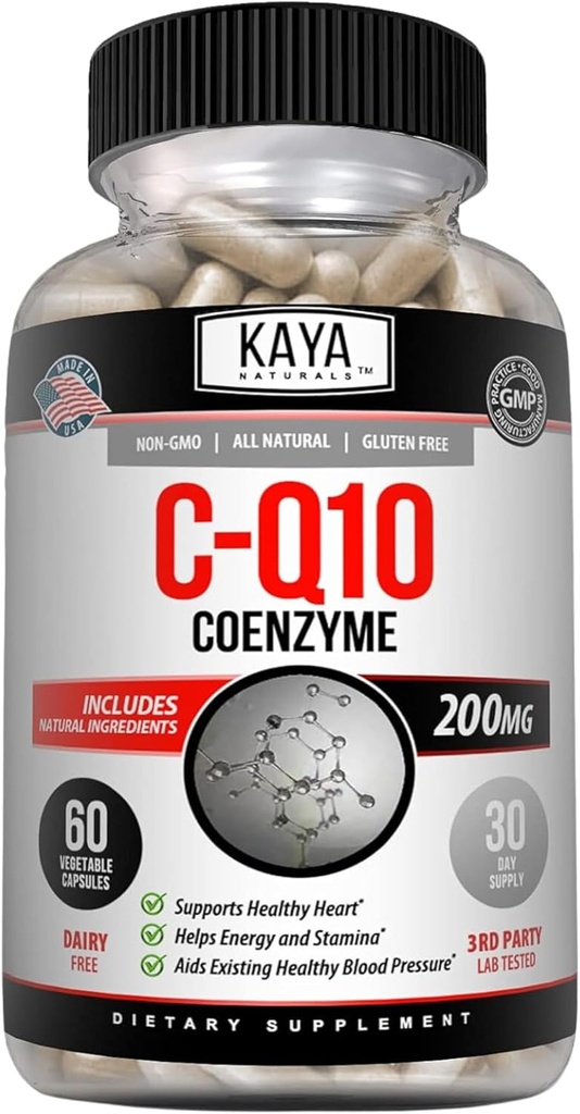 Kaya Naturals - 관, 심장 건강, 건강한 혈압 수준 및 면역 기능을 위한 CoQ10 힘 산화 방지제 보충교재 - 매일 셀룰러와 에너지 생산을 복원하십시오 - 60의 Veggie 캡슐