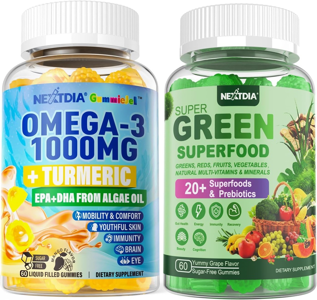 Vegan Omega-3 Gummies + 슈퍼 그린 Gummies