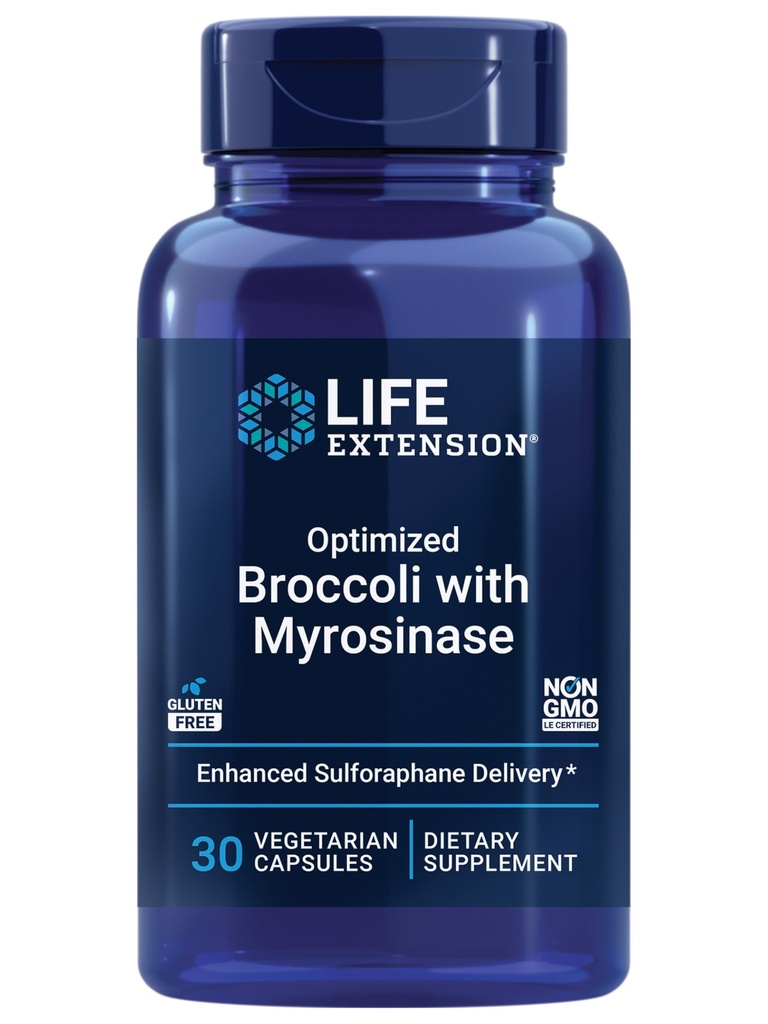 Life Extension은 Myrosinase, Liver 및 Detox Supplement, Advanced Bioavailable, One-Daily, Non-GMO, Vegetarian, Gluten-Free, 30 캡슐과 함께 브로콜리를 최적화했습니다.