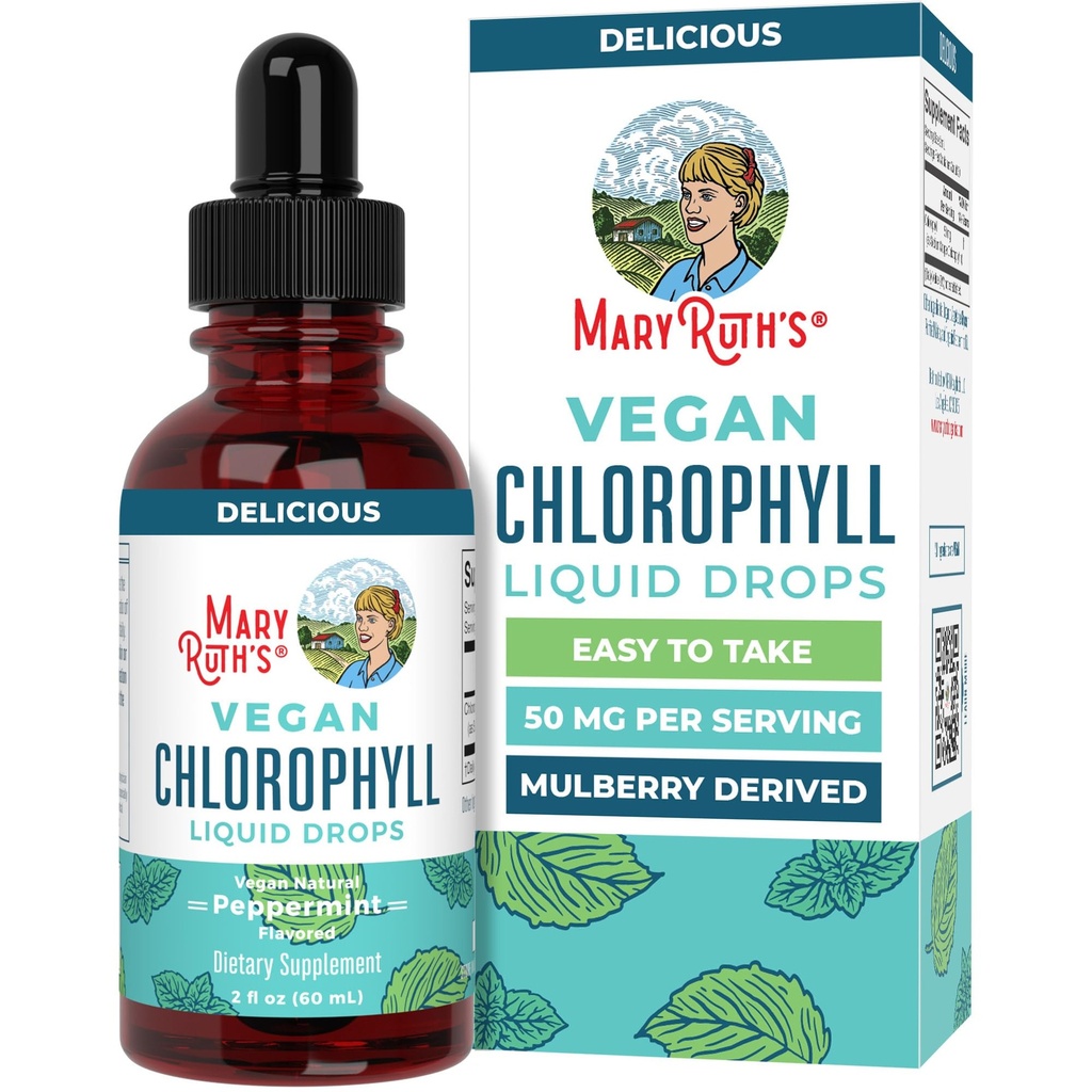 MaryRuth Organics Chlorophyll Liquid Drops | Clean Label Project Certified® | Vegan | Non-Diluted Liquid Chlorophyll| Mulberry Derived Supplement for 14+ | Non-GMO | 맛있는 민트 맛 | 2 Fl Oz