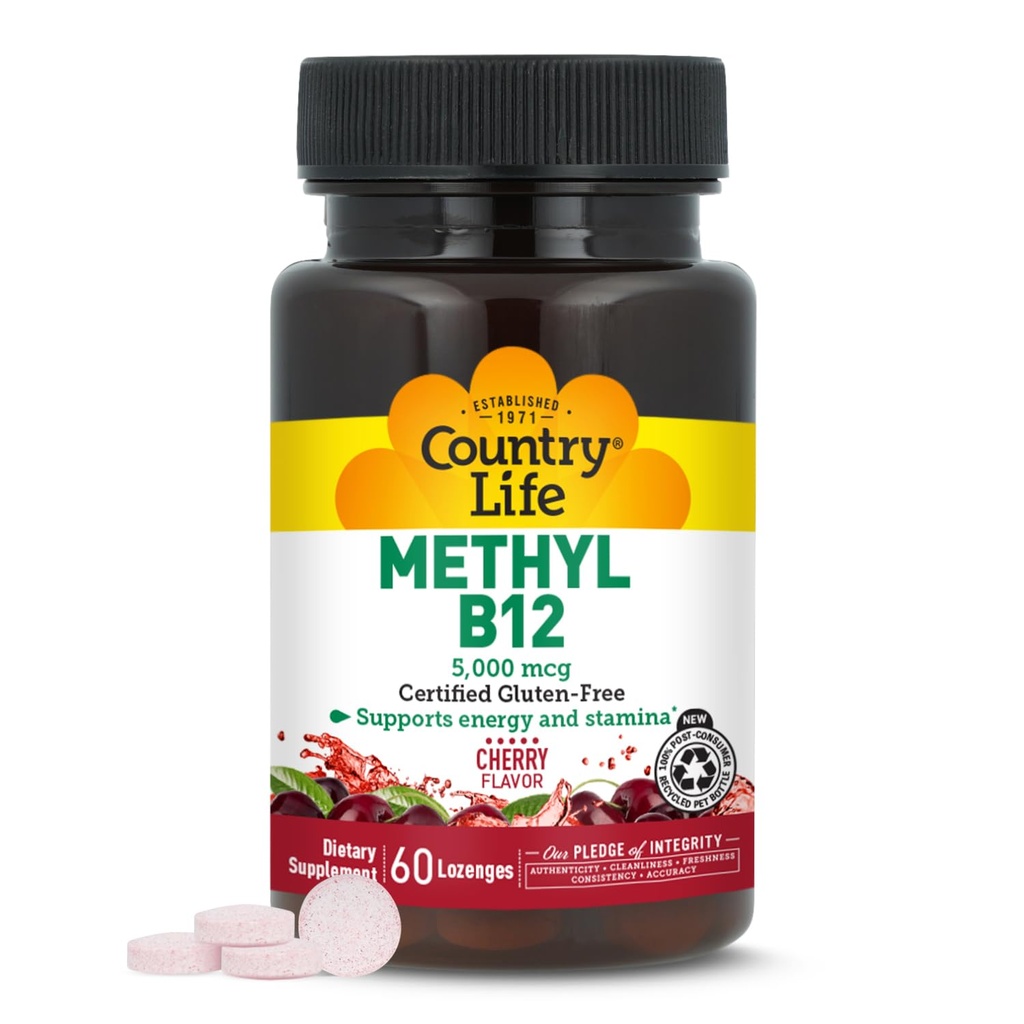 국가 생활 메틸 B12의 지원 에너지 & 체력, 5,000mcg, 60 Lozenges의 증명된 글루텐 자유로운, 증명된 비 GMO Verified