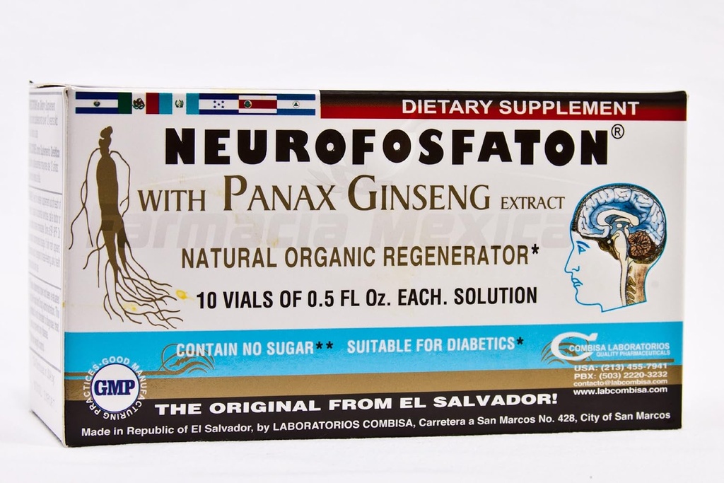 Panax 인삼 추출물이있는 Neurofosfaton - 건강 뇌 기능 - 10 VialsY