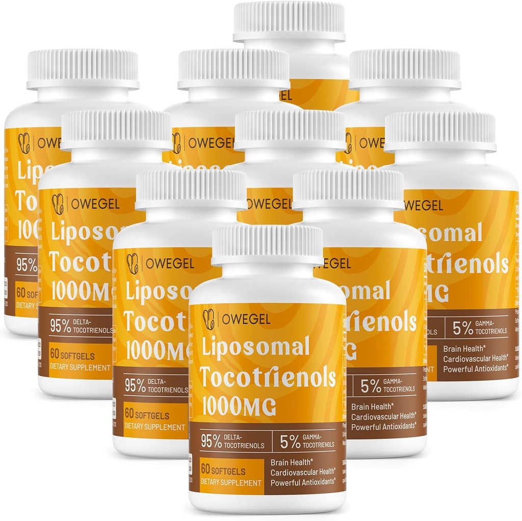 Liposomal Tocotrienols 1000mg - 높은 생물 분해성 비타민 E Tocotrienols 보충교재, 95% 델타 & 5% 감마 Tocotrienol 캡슐 지원 피부, 뼈, 산화 방지제, 600 Softgels