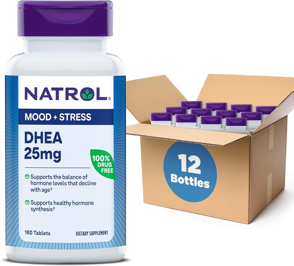 Natrol Mood & 긴장 DHEA 칼슘을 가진 25mg, 특정 호르몬 수준과 계류 지원, 180의 정제, 180의 일 공급 (12의 포장)의 균형을 위한 규정식 보충교재
