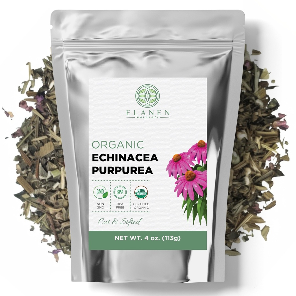 유기 Echinacea Purpurea 4 oz. (113g), USDA에 의하여 증명되는 말린 Echinacea 차, 우수한 질 허브, 자주색 꽃, 커트 & Sifted