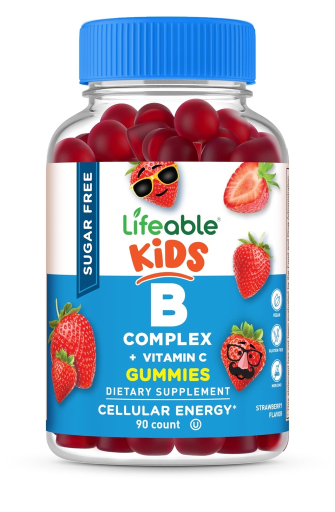 Lifeable Sugar Free Vitamin B Complex for Kids|B-Complex with Vitamin C | 훌륭한 Tasting VIT B Complex 비타민 | 에너지 및 Nerve 지원 | 소년과 소녀용 B 비타민 복합체 | 90 Gummies