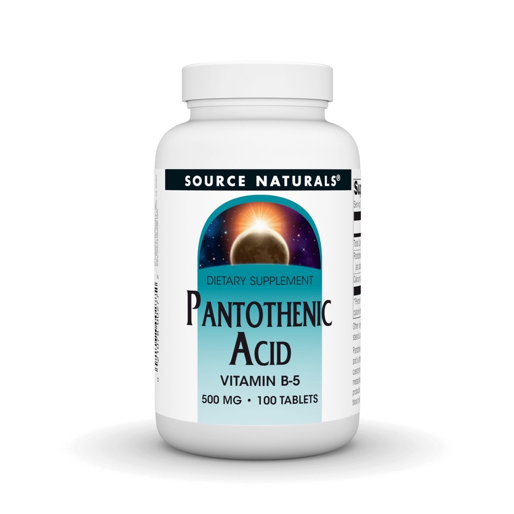 Source Naturals Pantothenic Acid 500 mg 비타민 B-5 다이어트 보충 - 100 정제