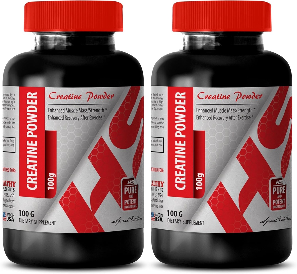 근육 회복 분말 - CREATINE 분말 100G - 보디 빌더를위한 크레틴 - 2 병 (Powder)