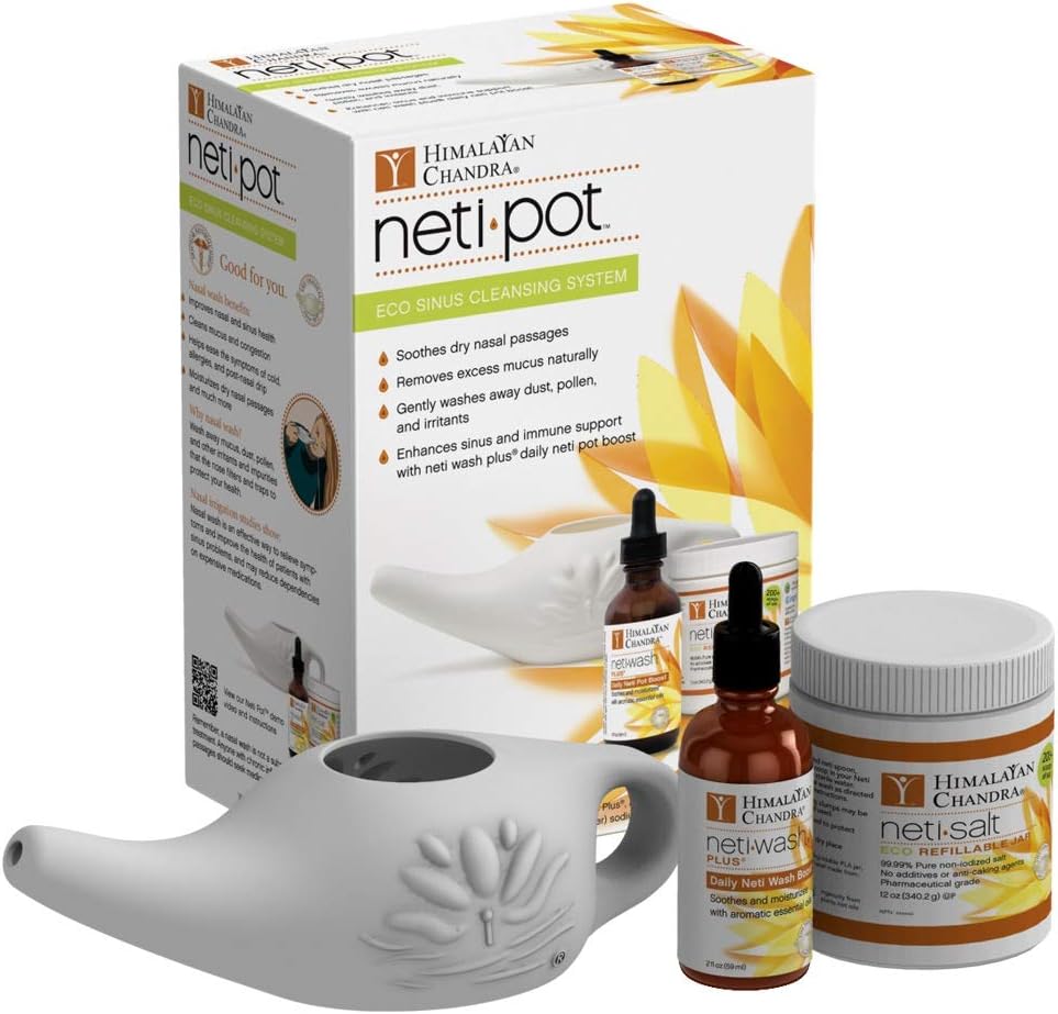 Himalayan Chandra ECO Neti Pot 완전한 Sinus Cleansing 체계 시동기 장비