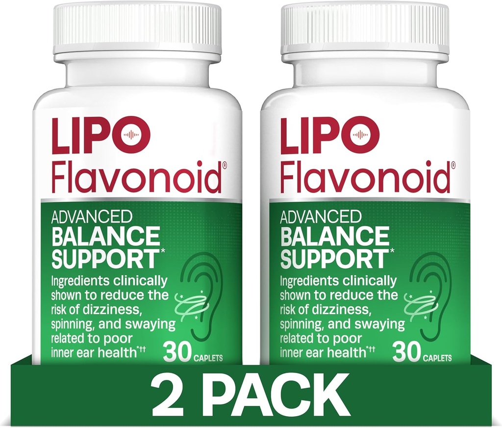 Vertigo & Dizziness Relief에 대한 Lipo-Flavonoid 균형 지원 - Ginkgo Biloba & Vitamin D & B Complex와 임상 시험 공식 - 내부 귀 건강 및 균형 지원 - 30-Count - 2-Pack