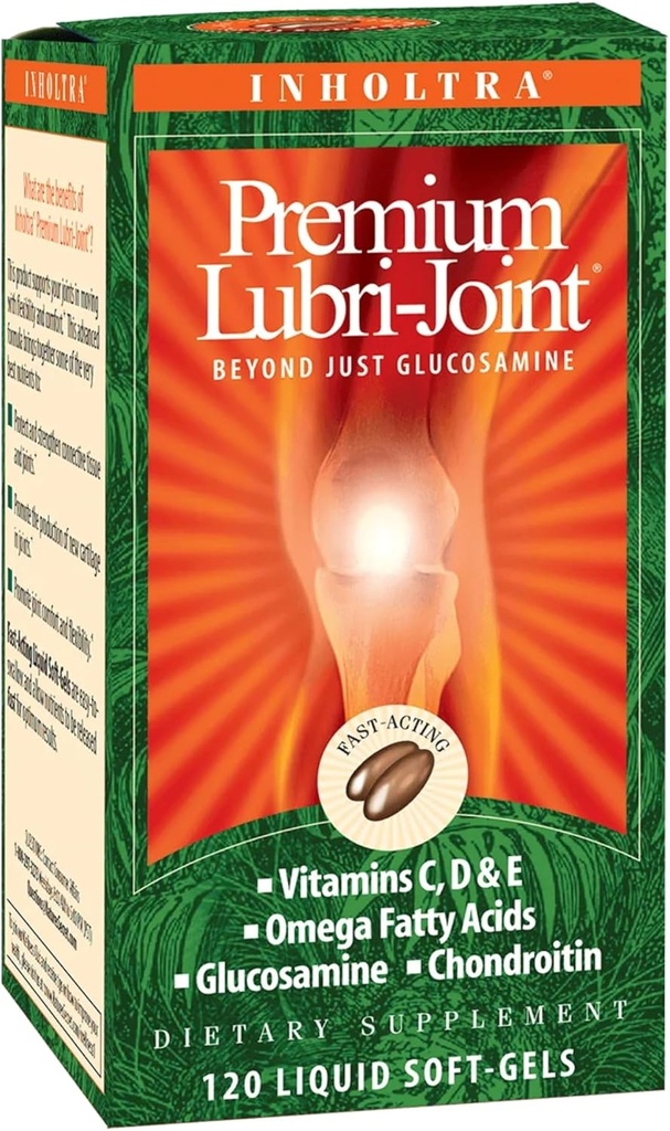 Inholtra 프리미엄 Lubri-Joint - 120 액체 소프트 젤 - 글루코사민, Chondroitin, 오메가 지방산 + 비타민 C, D & E - 40 서빙