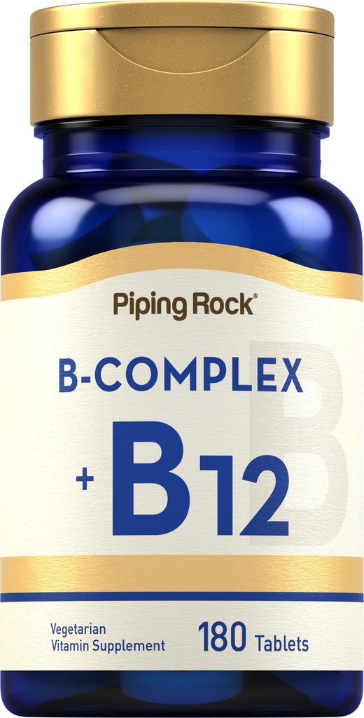 Piping Rock Vitamin B Complex | 180 타블렛 | B12 | 채식, 비 GMO, 콩고 민주 공화국