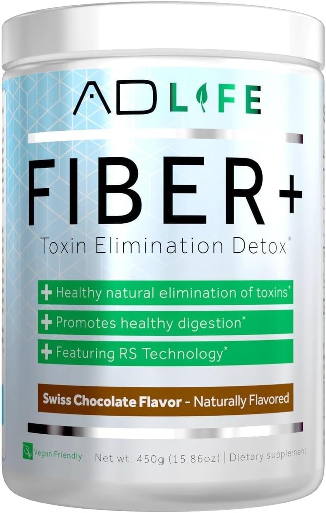 Project AD Fiber+ Fiber Supplement - Gut Health 및 Digestive Regularity 지원, 섬유는 체중 감량, Detox, Vegan Friendly - 섬유 분말, 16.4 Oz (Chocolate)