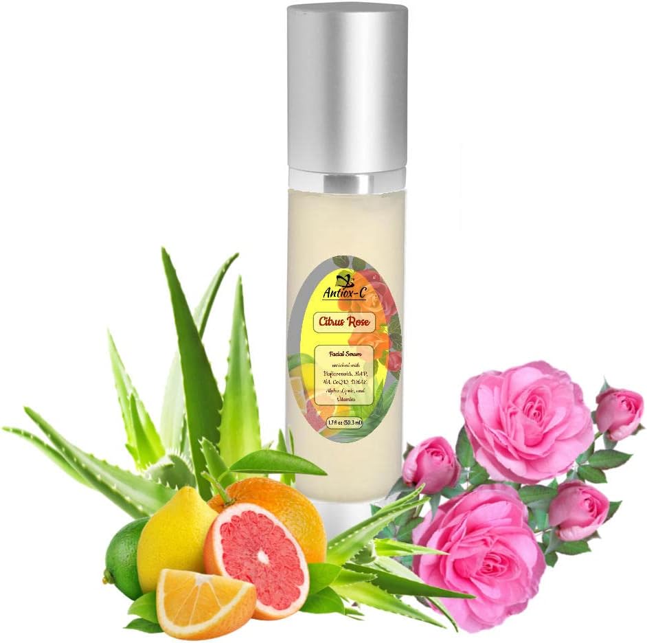 1.7 fl oz (50ml) ANTIOX-C 힘 로즈 비타민 C (MAP), Hyaluronic 산, Coenzyme Q10, DMAE, 알파 Lipoic, Retinyl Palmitate, 비타민 B3, B5, E를 가진 산화를 억제하는 얼굴 혈청