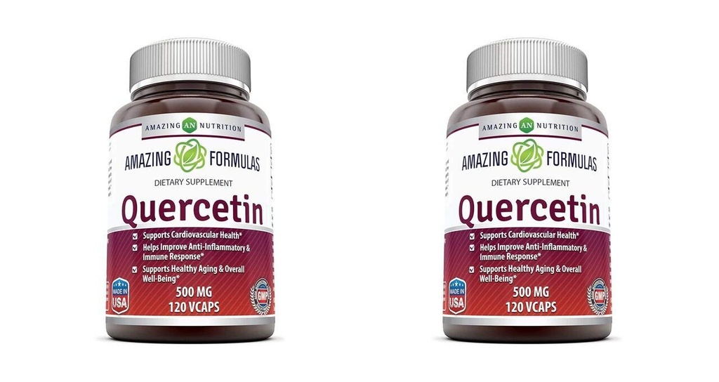 Amazing Formulas Quercetin 500 Mg, 120 VCaps - 다이어트 보충, 채식 캡슐, 비 GMO, 글루텐 무료 - 균형 잡힌 다이어트 및 일반 운동에 최적