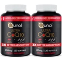 Qunol Ultra CoQ10 100mg, 3x 더 나은 흡수, 특허가 주어진 물 및 뚱뚱한 수용성 심장 Q10, 심장 건강, 240 조사 Softgels를 위한 산화 방지제의 천연 보충교재 모양