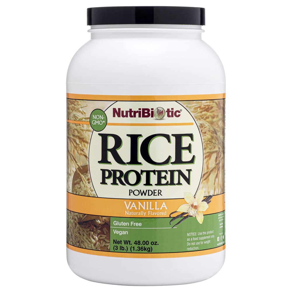 NutriBiotic – 바닐라 쌀 단백질, 3 Lb (1.36kg) | 저탄소, 케토-Friendly, Vegan, Raw Protein Powder | 화학, GMO 또는 글루텐없이 성장 및 가공 | 소화 및 영양 풍부한 풍부한