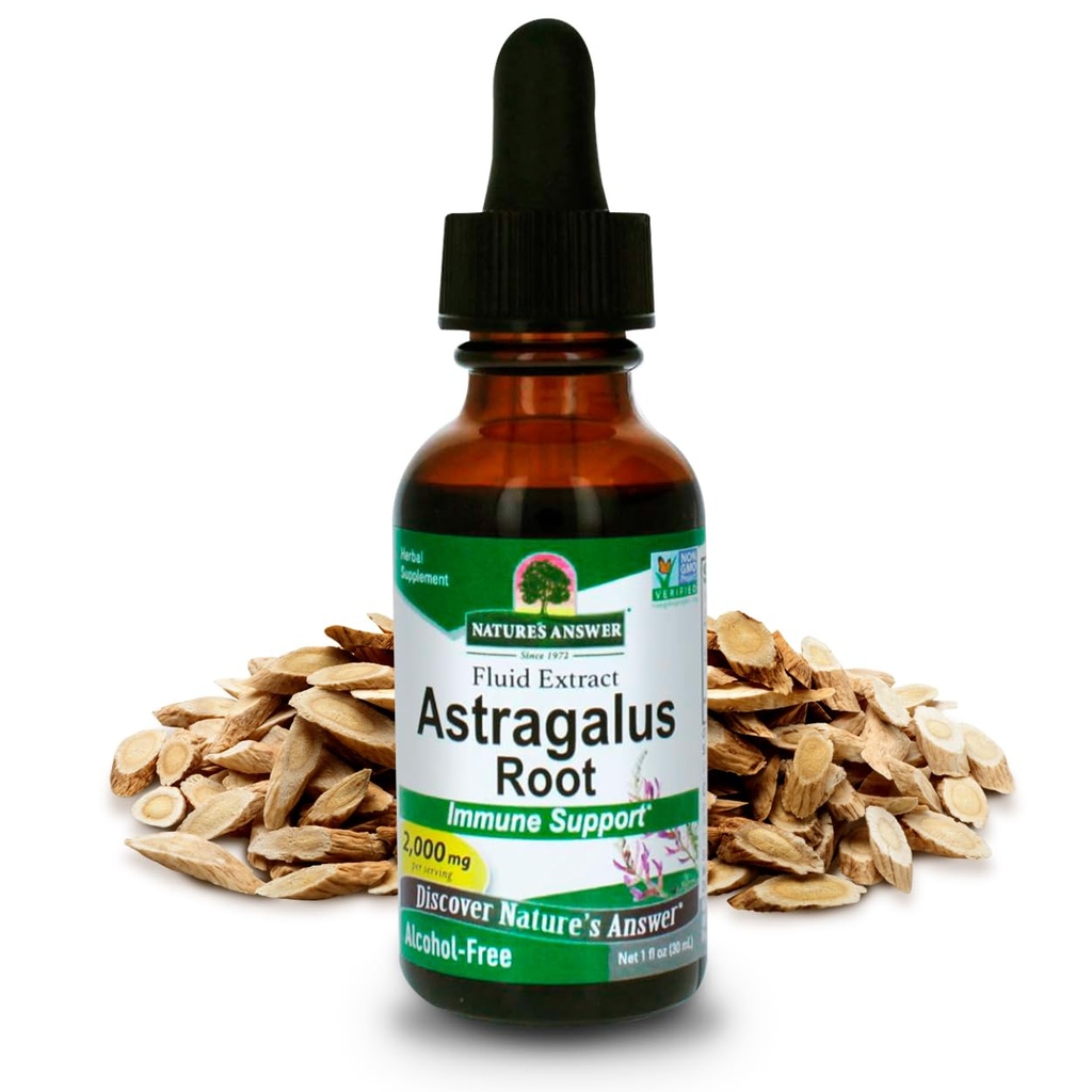 자연의 답변 Astragalus 루트 알코올 무료 초본 보충 1 Ounce (2 팩) | 면역 지원 | 심혈관 건강 증진 | 천연 스트레스 Reliever