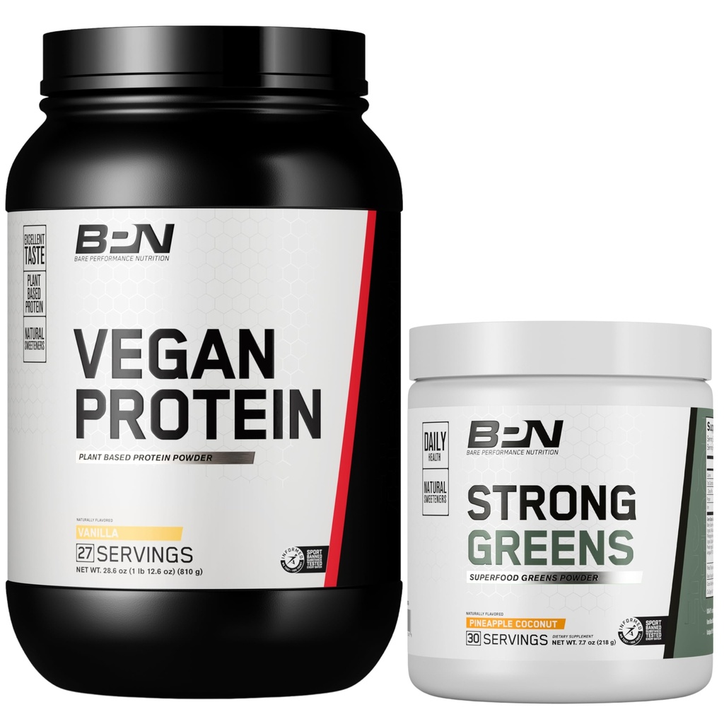 배럴 성능 NUTRITION BPN Vegan 바닐라 단백질 + 강한 녹색 파인애플 코코넛 번들