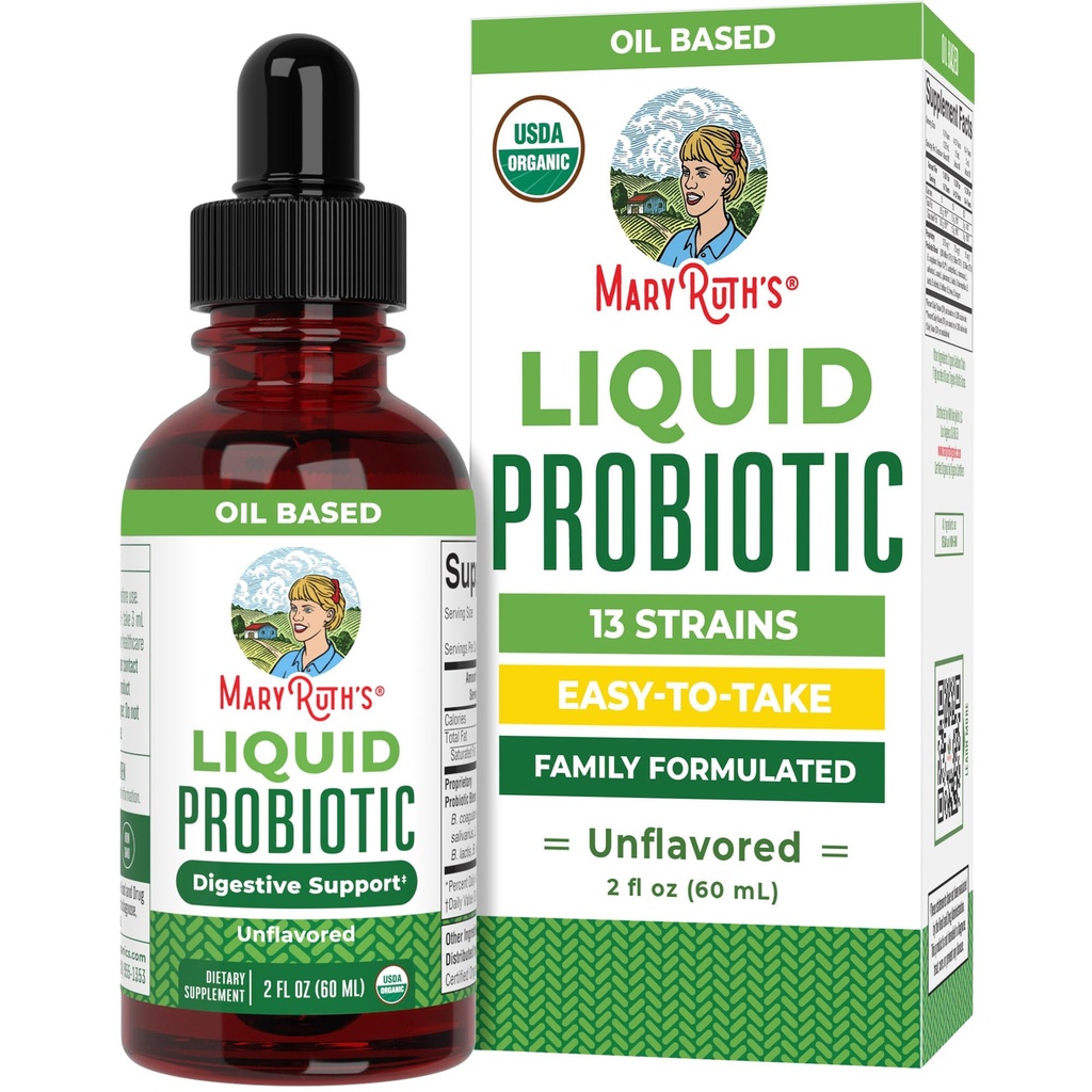 MaryRuth Organic USDA Organic Liquid Probiotic | 소화 건강 | 여성용 프로바이오틱스, 남성용|산소 프로바이오틱스 | 비건 | 여행용| 20봉