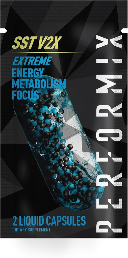 PERFORMIX - SST V2X - 사전 운동 - 300 mg 카페인 - 에너지 보조제 - 충돌 없음 - 피트니스 목표 - Nootropic - 모든 일 초점, 계류 및 에너지 부스트를위한 Timed-Release - 남성 및 여성 - 2 캡슐