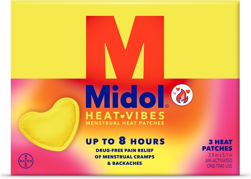 Midol 열 Vibes 정신 통증 완화 패치, 기간 크림 및 허리 통증 완화, 3 팩