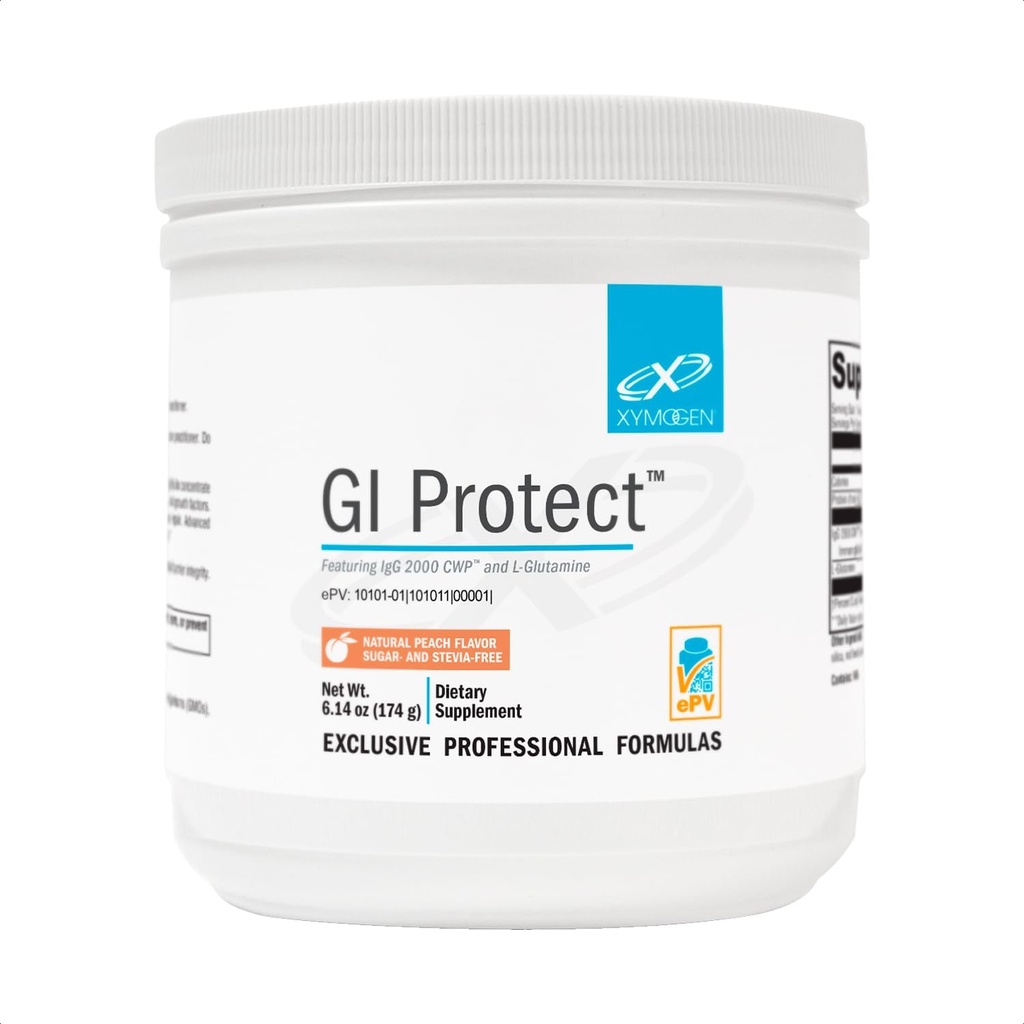 XYMOGEN GI Protect - IgG Immunoglobulin L 글루타민 분말 보충 - 지원 GI 안대기 + Gut 건강, Cytokine 균형, 면역 건강 + 조직 수리, 설탕 & 스테비아 무료 - 복숭아 맛 (6.14 oz)