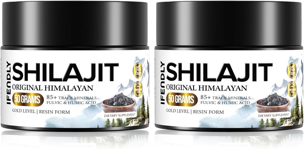 Shilajit 유기 600mg 최대 힘 금 급료 Shilajit 수지 Shilajit 보충교재 85+ 추적 무기물 & 에너지, Immunity, 50 그램 (2 팩)를 위한 Fulvic 산을 가진 자연적인 입증