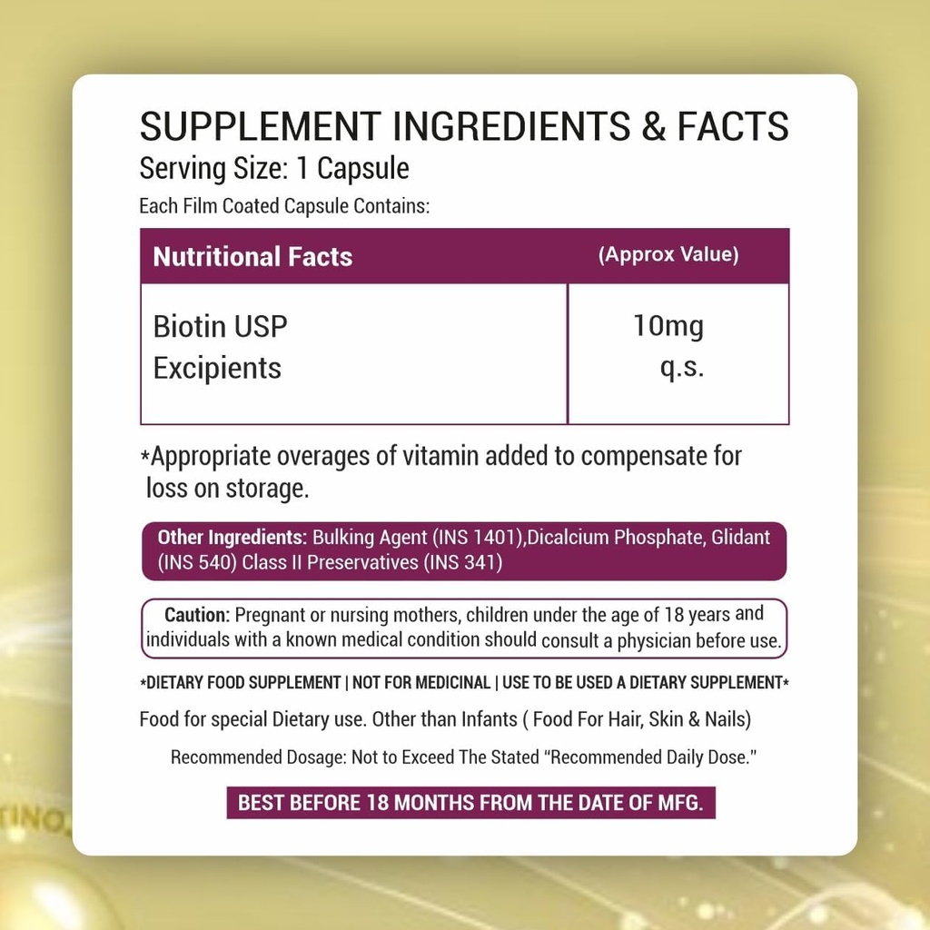 플랜트 기반 바이오틴 보충 캡슐 DHT 차단제, 오메가 & 바이오틴, Keratin Synthesis 지원 | 강한 머리, 피부 및 손톱 - 90 Veg 캡슐
