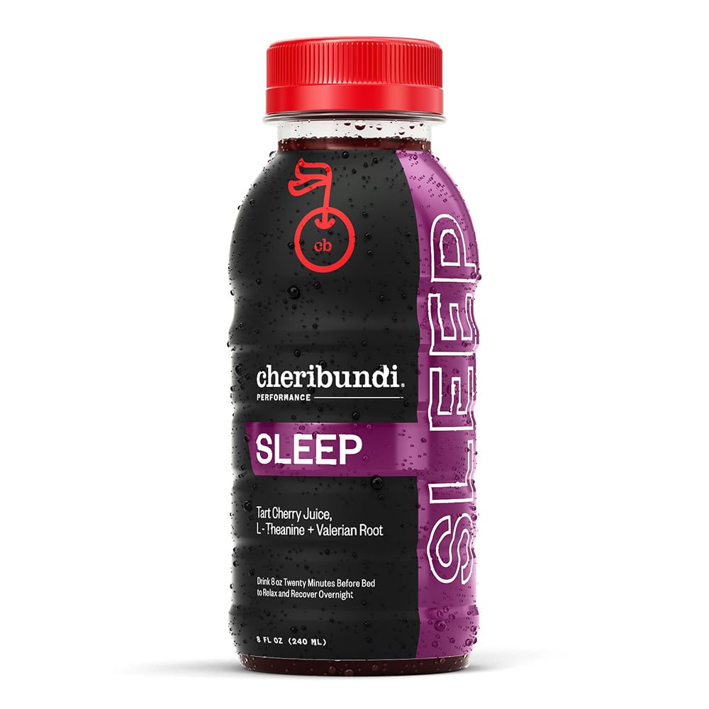 Cheribundi Tart Cherry Juice Sleep | Tart Cherry Juice with L-Theanine & Valerian Root | Athletes Recovery Drink | Restorative Sleep, Muscle Recovery & Boosts Performance | 8 floz (24 팩)