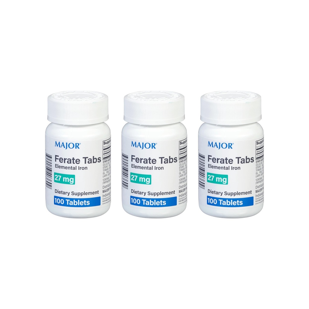 주요 27 mg 페라이트 탭 - 철 Gluconate 요소 철 다이어트 보충 - 100 개 (3 팩)