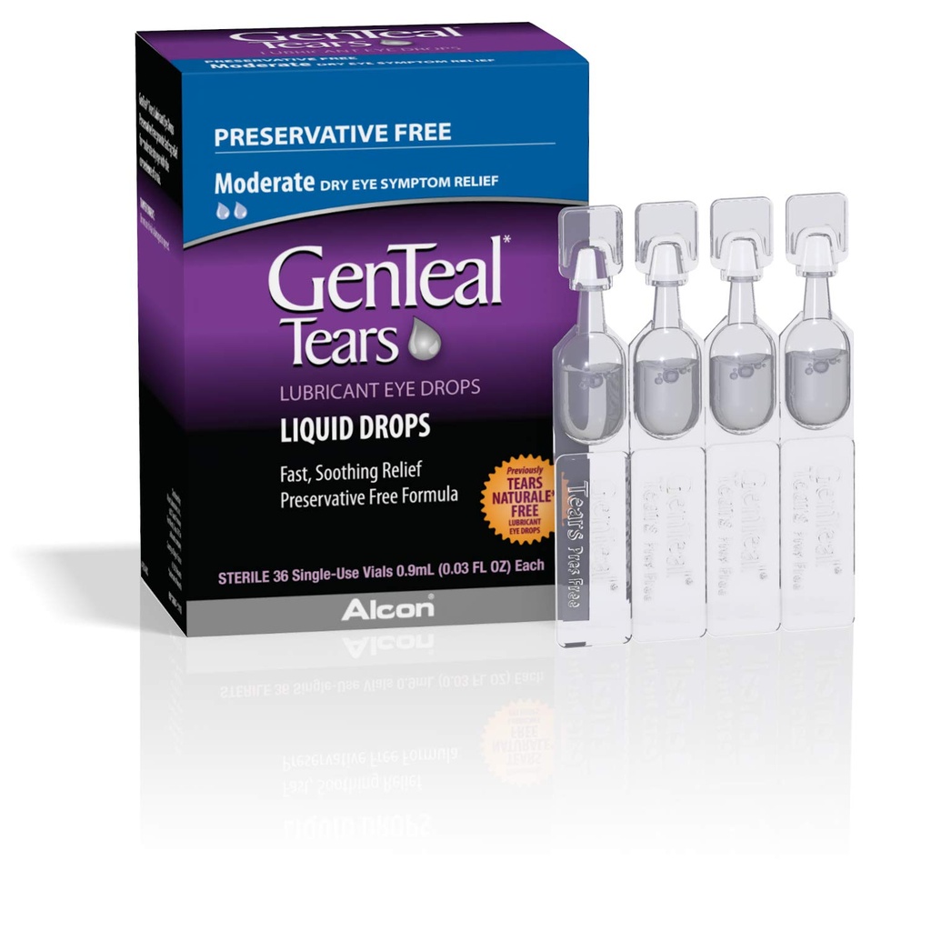 GenTeal 눈물 윤활유 눈 강하, 기질 액체 강하, SingleUse 작은 유리병, 36의 1 팩 ct, 0.03 Fl Oz
