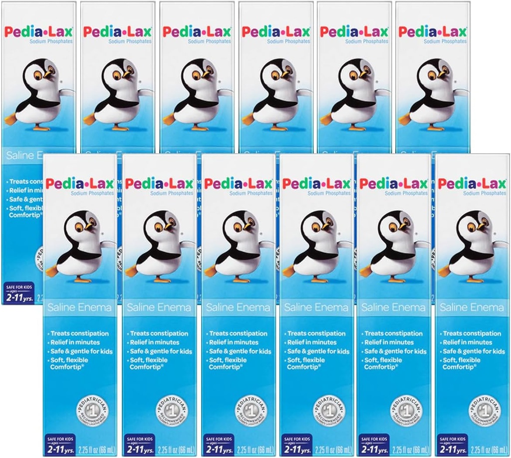 Pedia-Lax Laxative Saline Enema for Kids, 나이 2-11, 2.25 fl oz (12 팩)