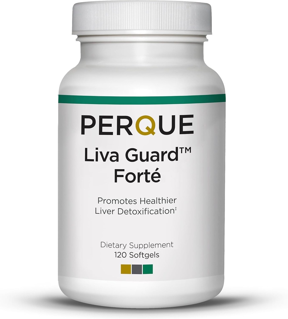 PERQUE Liva Guard Forte 120 Softgels – Liver Function & Detox를 위한 초본 & 산화 방지제 공식 – 지원 대사 & 세포질 건강 – 비 GMO, 글루텐 자유로운, 채식 공식 – 120 조사