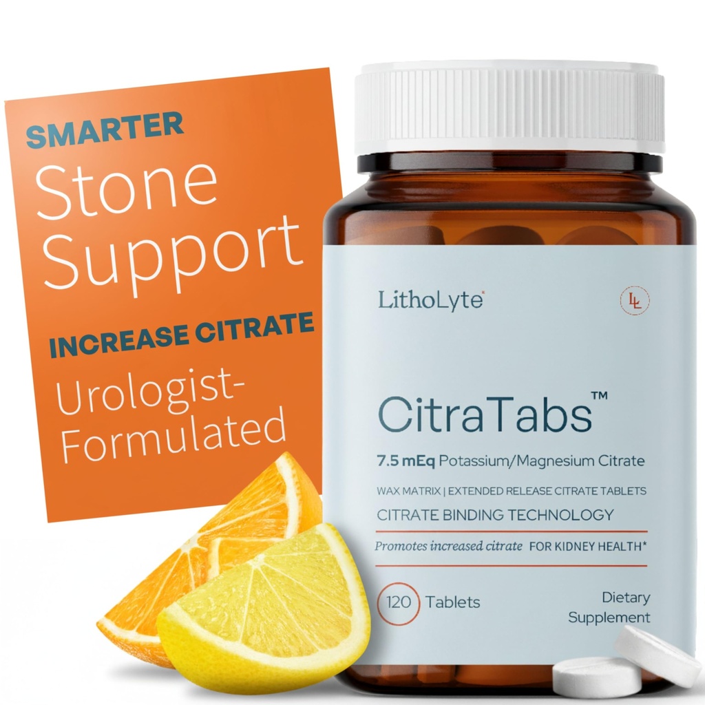 CitraTabs® 7.5 mEq | Extended-Release Citrate Tablets | Kidney Health Protector | Cleanse, Detox, 또는 Stone Dissolver 보조제 이상 과학 백업 지원 | 120 정제