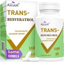 매우 순수성 Trans-Resveratrol 1100mg, 3-in-1 진보된 공식 유기 Resveratrol 보충교재, 최대 산화 방지제, 노화 방지, 피부 건강, lmmune & 에너지, 1 팩