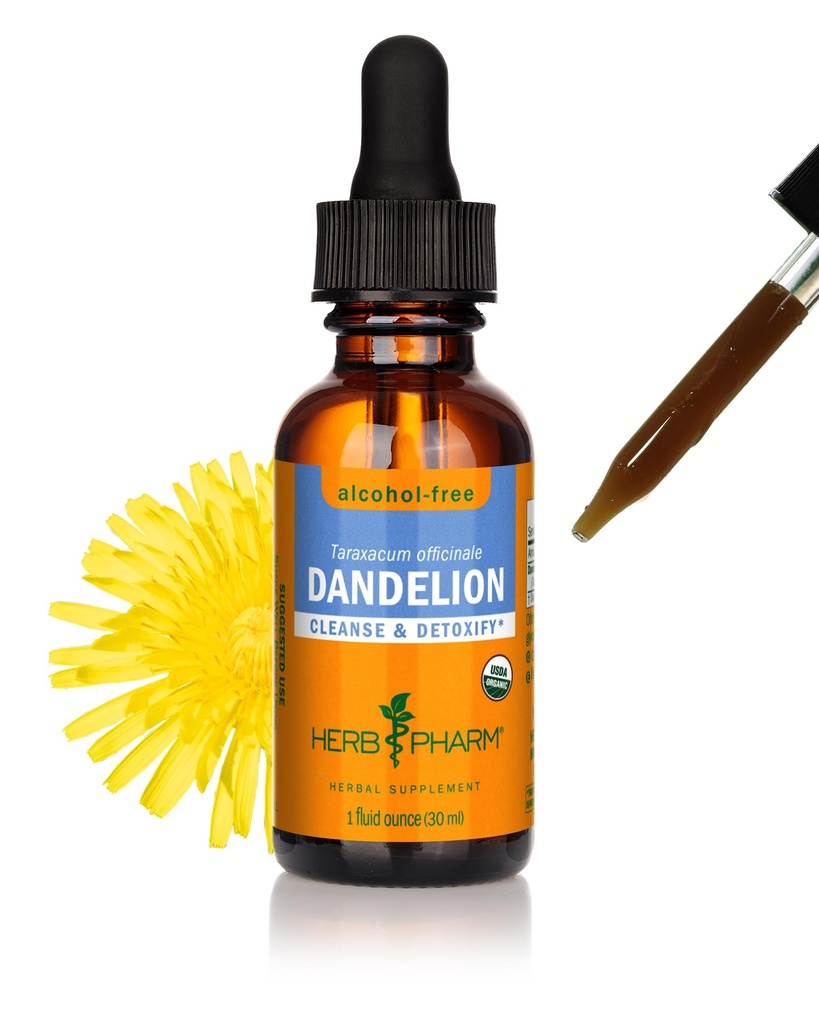 허브 Pharm은 Cleansing 및 Detoxification, Alcohol-Free Glycerite, 1 Fl Oz를 위한 유기 Dandelion 액체 추출